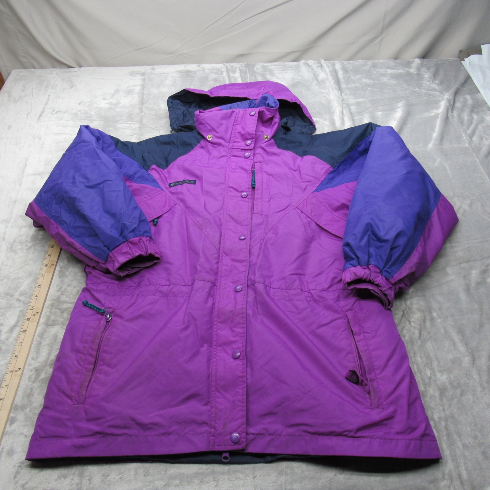 Columbia Jacket Womens Large Purple Waterproof Hood Winter Removable Liner 3in1